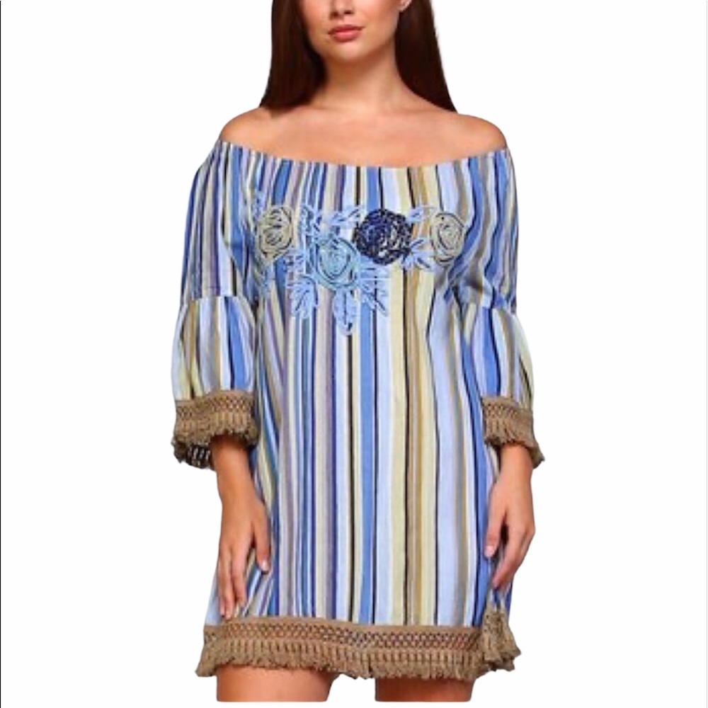 Velvera Plus Size Boho Striped Dress | 2XL | New